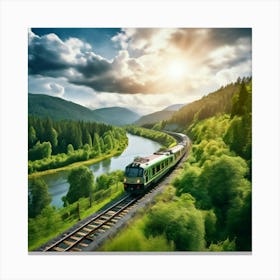 Travel Sky Train Scenery Forest Summer Landscape View Freight Bay Sunlight Green Beautif (9) Canvas Print