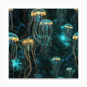 Bioluminescent Jellyfish Abstract Fractal Patternin The Jungle By Jacob Lawrence And Francis Pi 987961941 Canvas Print