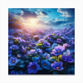 Purple Flowers In A Field Canvas Print