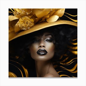 Afro-American Woman In Gold Hat Canvas Print