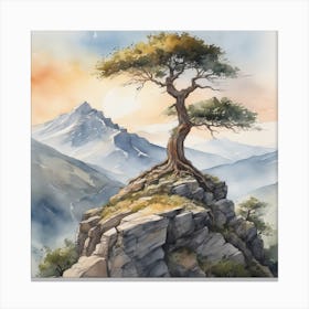 Lone Tree In The Mountains 7 Canvas Print