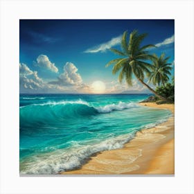 Beach At Sunset Canvas Print