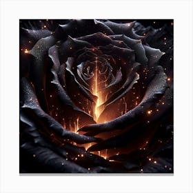 Black Rose With Fire Canvas Print