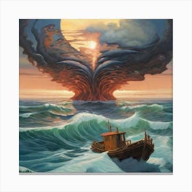 Boat In The Ocean Canvas Print