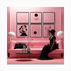 Pink Living Room 1 Canvas Print