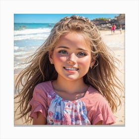 A cute Smiling beach Girl Canvas Print