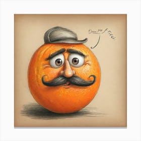 Orange With Mustache 14 Canvas Print