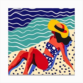 Woman Enjoying The Sun At The Beach 19 Canvas Print