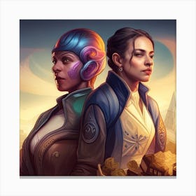 Two Women In Space Canvas Print