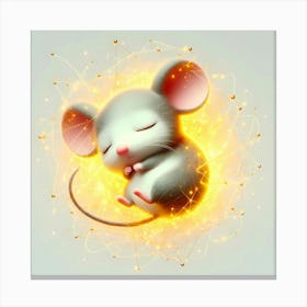 Sleeping Cute Mouse In Atomic Glow Sphere Illustration Canvas Print