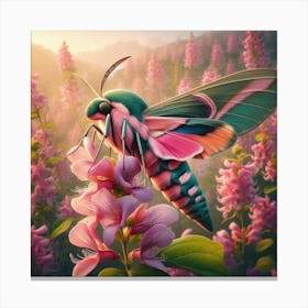 A Beautiful Elephant Hawk Moth Sitting On A Honeysuckle Flower Canvas Print