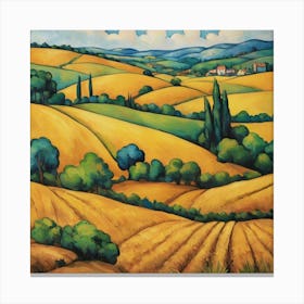 Fields Of Gold Painting Inspired By Paul Cezanne Art Print Canvas Print