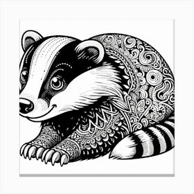 Line Art badger 2 Canvas Print