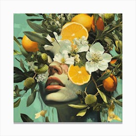 Woman With Oranges On Her Head Canvas Print