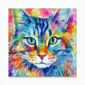 Colorful Cat Painting Canvas Print