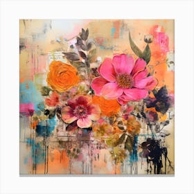 Vintage Bright Flowers 1 Canvas Print