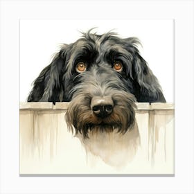 Dog Peeking Over Fence 5 Canvas Print