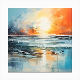 AI Serene Coastal Melodies: A Fusion of Watercolor and Oil in Abstract Beach  Canvas Print