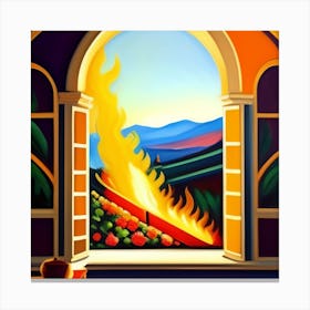 Fire In The Window Canvas Print