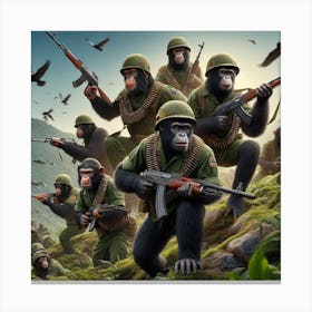 Chimpanzee Army Canvas Print