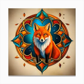 Fox In A Circle Canvas Print