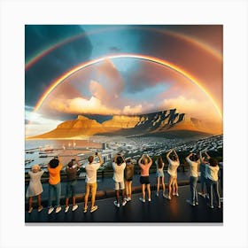 A Image Of A Beautiful Rainbow Over Cape Town Canvas Print