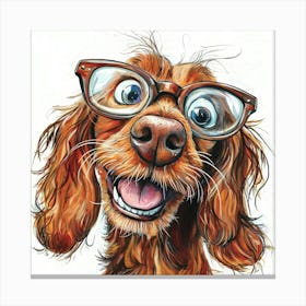 Dog With Glasses 51 Canvas Print