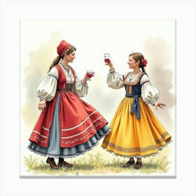 Watercolor Depiction Of Romanian English Cultural Festivals 1 Canvas Print