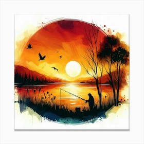 Sunset Fishing 4 Canvas Print