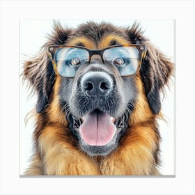 German Shepherd Dog With Glasses 2 Canvas Print