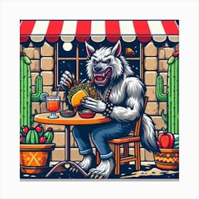 wolf eating taco Canvas Print