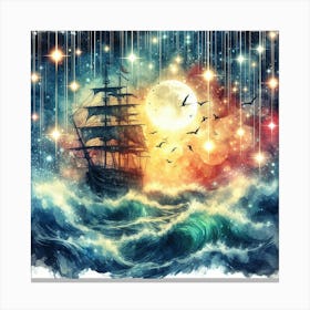 Ship In The Night Sky 2 Canvas Print