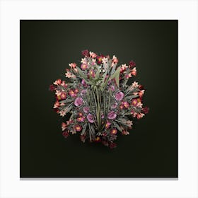 Vintage Arrowhead Flower Wreath on Olive Green n.2619 Canvas Print