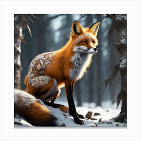 Fox In The Woods 35 Canvas Print