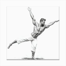 Black And White Man In Yoga Pose Drawing Canvas Print
