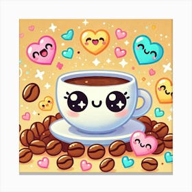 Kawaii Coffee 4 Canvas Print