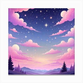 Sky With Twinkling Stars In Pastel Colors Square Composition 265 Canvas Print