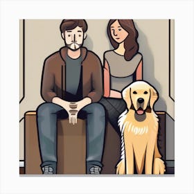 Couple With Dog Canvas Print