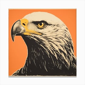 Retro Bird Lithograph Bald Eagle 4 Canvas Print