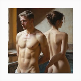 Nude Couple in Love Canvas Print