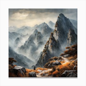 Chinese Mountains Landscape Painting (78) Canvas Print
