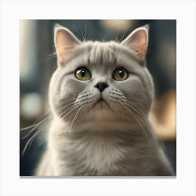 A Cute British Shorthair Kitty, Pixar Style, Watercolor Illustration Style 8k, Png (4) Canvas Print