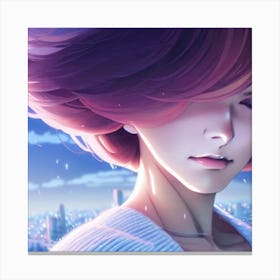 Anime Girl With Pink Hair Hyper-Realistic Anime Portraits Canvas Print