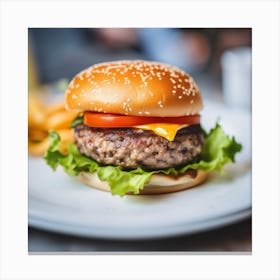 Hamburger On A Plate 35 Canvas Print