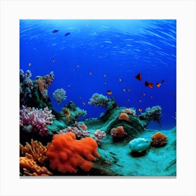 An Ethereal Underwater Realm Where Vibrant Coral Reefs Teem With Kaleidoscopic Fish And The Light (2) Canvas Print
