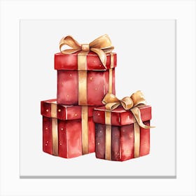 Watercolor Christmas Gift Boxes 2 Canvas Print