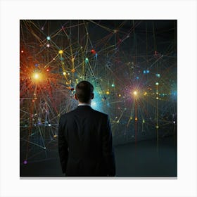 Man Looking At A Network Canvas Print