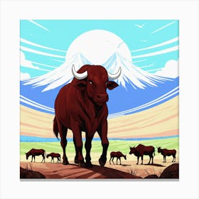 Bulls In The Desert 1 Canvas Print