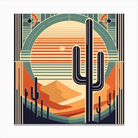 Art Deco Cactus 4 Canvas Print
