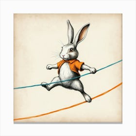 Rabbit On A Tightrope 1 Canvas Print